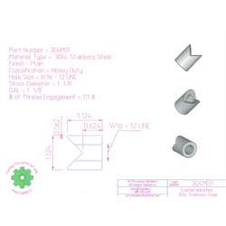 9/16 - 12 UNC 304L Stainless Steel Heavy Duty Weld Nut